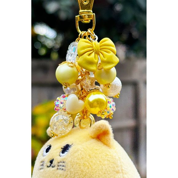 Cute Yellow Disabled Kitty Plush Keychain Purse Bag Charm - Picture 6 of 6